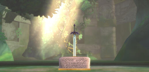 master sword in stone from the legend of zelda skyward sword